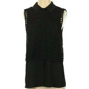 New Cupcakes And Cashmere Black Cut Out Anika Lace Sleeveless Blouse Size XS